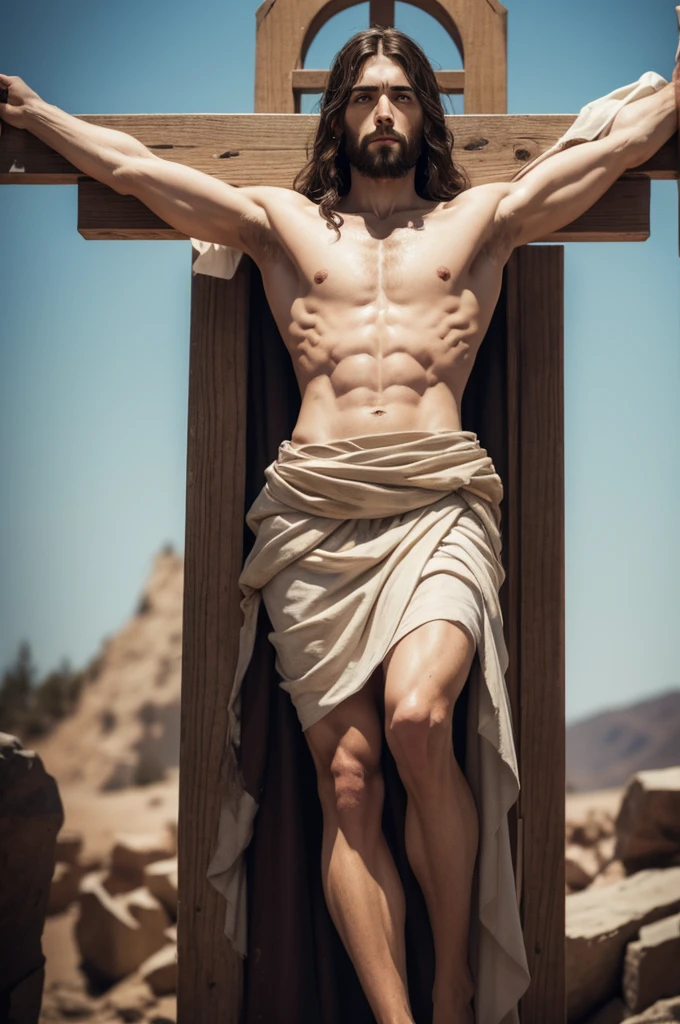 Jesus on a cross, realisitic, 8K, super details