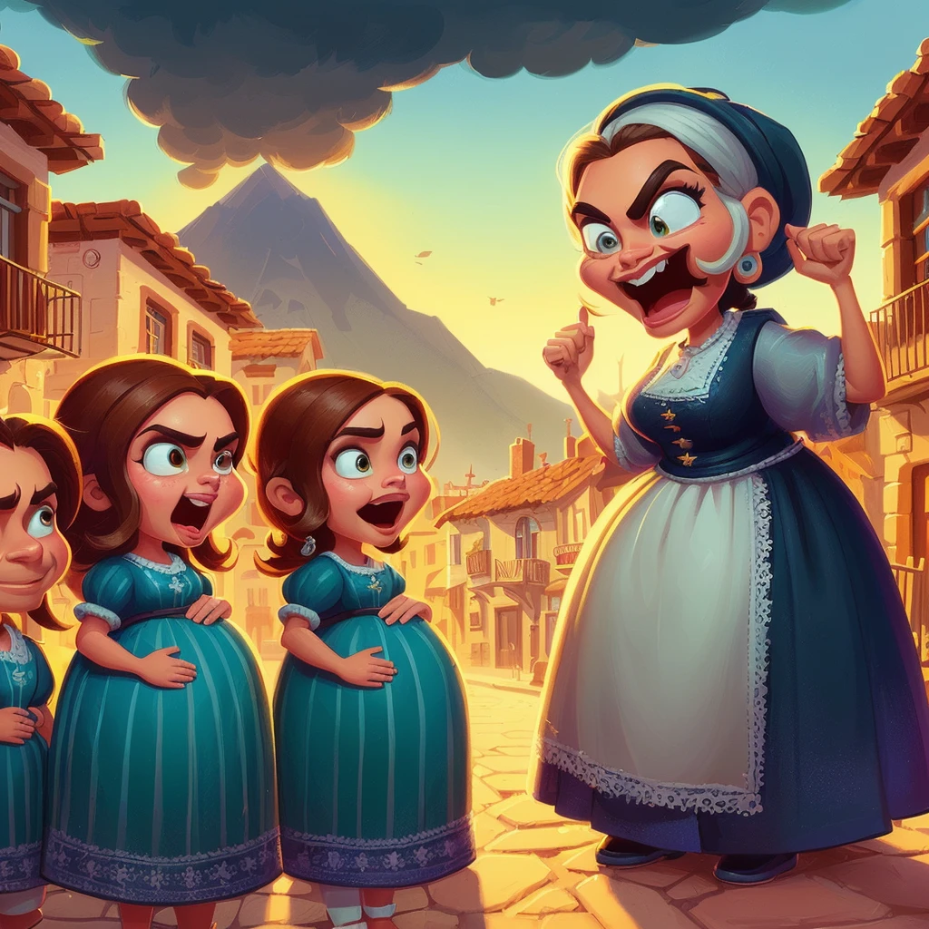 cartoon illustration of a woman with three children in a street, game illustration, Mobile Game Art, by Alejandro Obregón, stylized game art, cartoon digital painting, by Pedro Pedraja, by Ivan Generalić, Rob Rey, by Eddie Mendoza, adorable digital painting, inspired by Johannes Helgeson, Martin Then, Just Bartel
