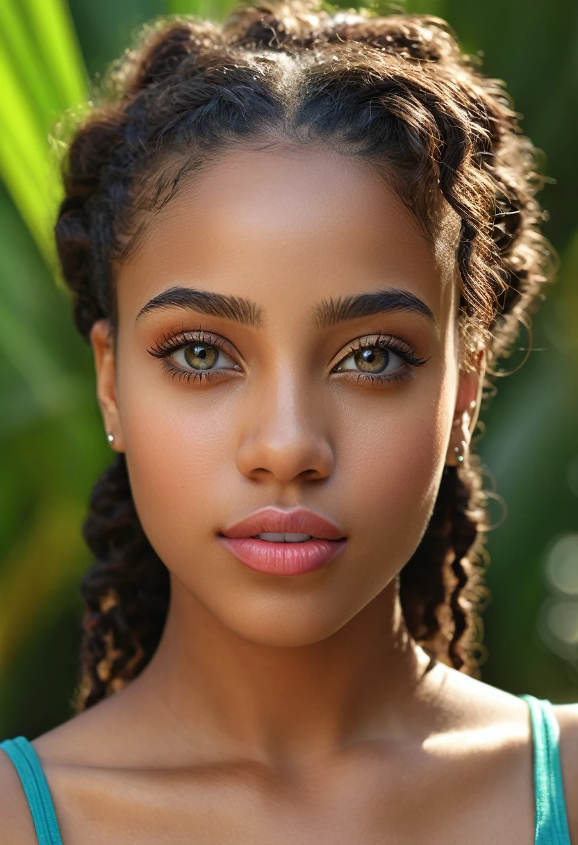 a beautiful mixed caribbean girl, extremely detailed full body, beautiful detailed eyes, beautiful detailed lips, extremely detailed hands and face, fit girl, (habits et lieu) vibrant colors, natural lighting, (best quality,4k,8k,highres,masterpiece:1.2),ultra-detailed,(realistic,photorealistic,photo-realistic:1.37),portrait,landscape