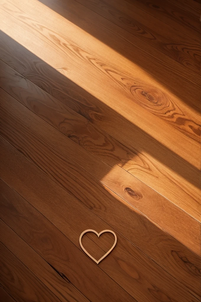 A realistic heart on a background that resembles a wooden floor