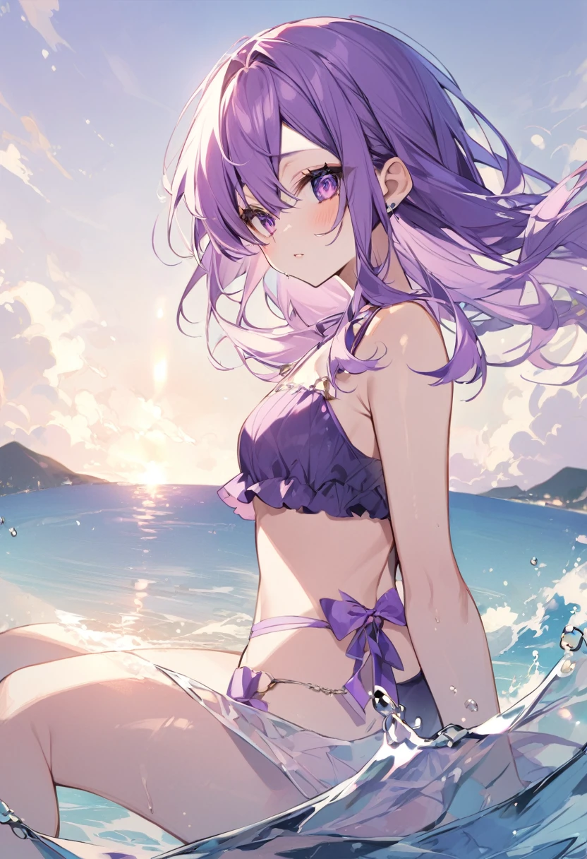 Keito。Purple Eyes。Purple Hair。Purple Swimsuit