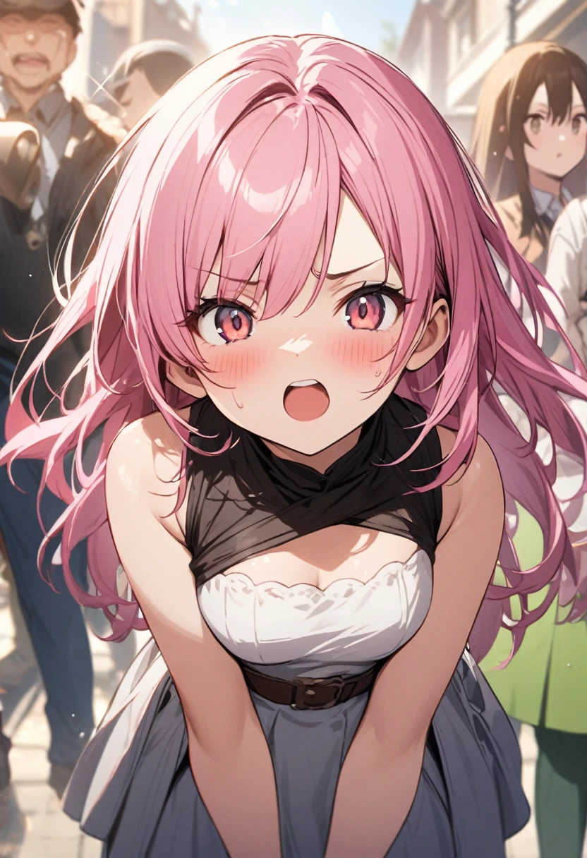 Pink Hair Woman、Hostility、Glare、Parent's enemy、Bared teeth
