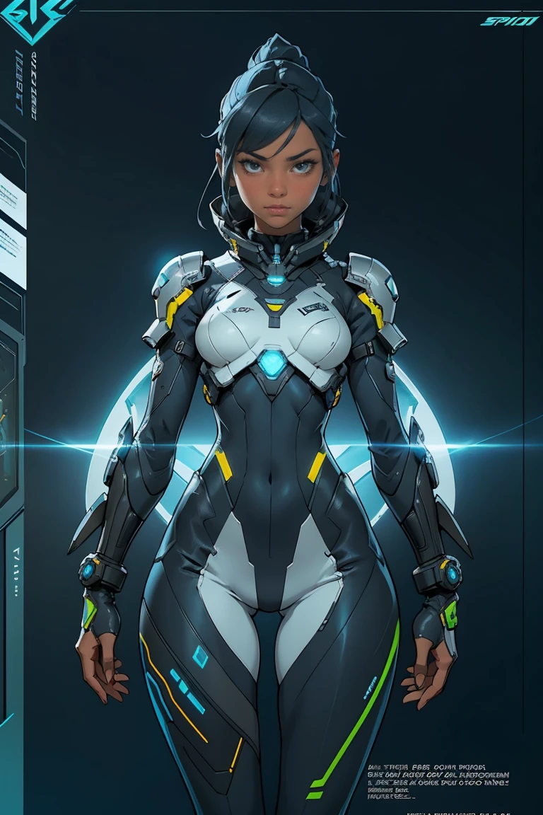 16yo girl, wearing a futuristic suit, fully body, Epic science fiction character art, Epic Sci-Fi Character Art, detailed digital concept art, artstation trend, Trend at Artstation headquarters, Sci - science fiction character, thigh gap, small waist, Slender thighs, big bust,