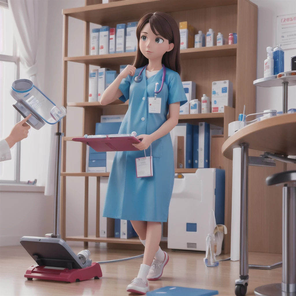 create an image of a pharmaceutical healthcare professional dispensing medicine