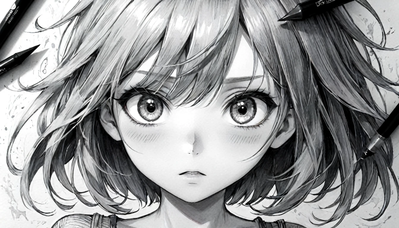 (pencil_Sketch:1.2, messy lines, Grayscale, traditional media, Sketch),, unfinished, hatching (texture) , 1 girl , ohwx woman, a supernatural war between good and evil, very thin waist, old, neckline, Skinny body,, (8k, Masterpiece, Best Quality, ultra detailed), (an extremely delicate and beautiful)kawaii, beautiful, very big eyes, aesthetic anime eyes, small face, large old, cinematic lighting, , intricate, high detail, sharp focus, dramatic, Masterpiece, Best Quality, ultra detailed,