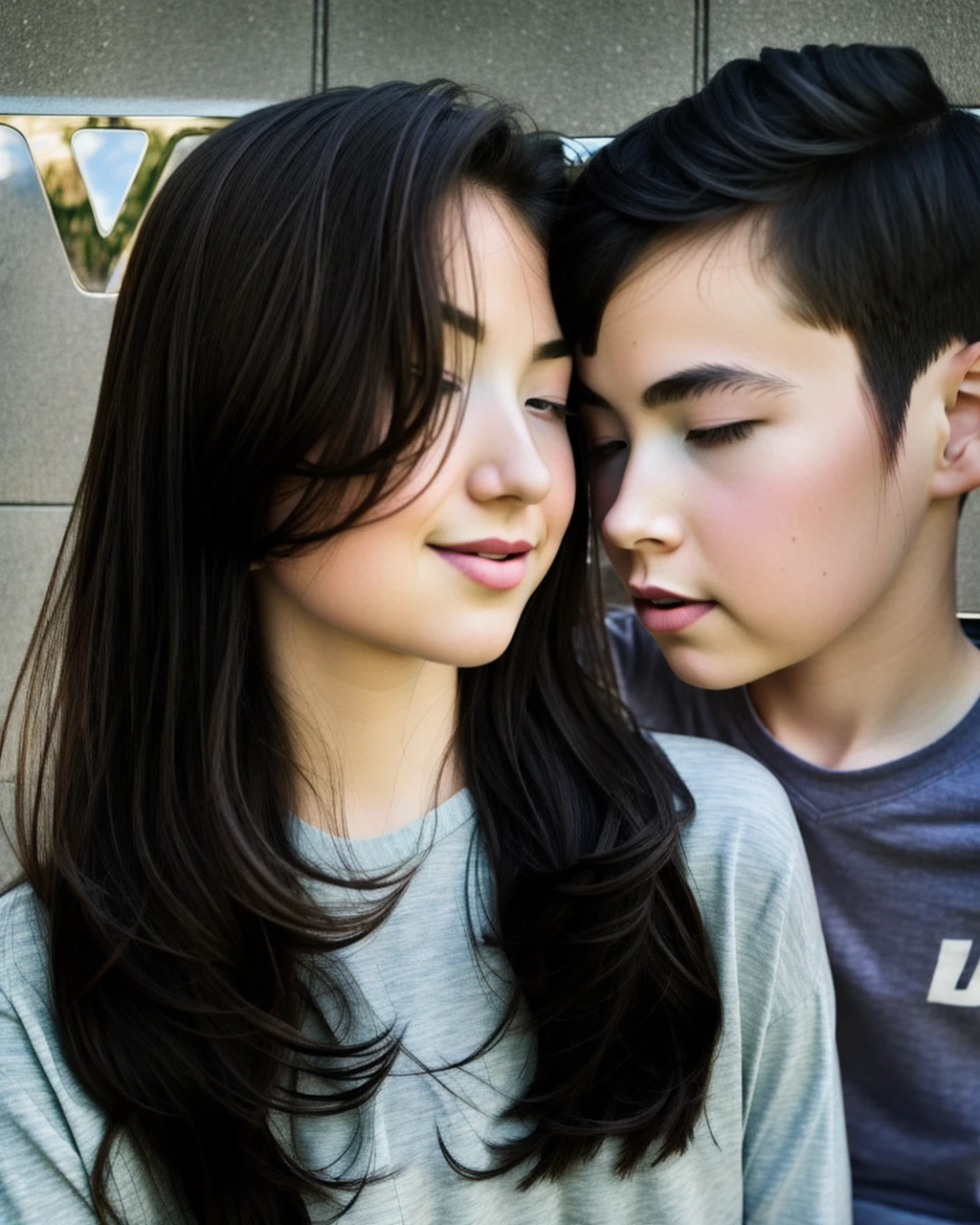 realistic photography, 1boy,1girl,city,bokeh