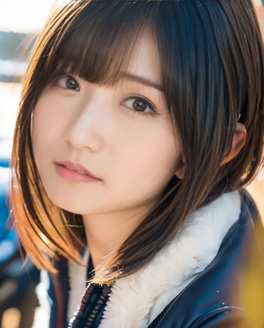 Being with a dog、A girl and a dog warming themselves by a bonfire、Lens flare、Hair blowing in the wind、Medium Short Hair、、Expressing the whiteness of one's breath、Photo from the waist up、Night city illumination shot、Cowgirl Shot、Fur coat、豪華なグレーのミンクのFur coat、Wear fine leather boots、Luxury Bags、Inner turtleneck、Silver necklace and small silver earrings Millionaire style:1.4))、Full body photo、smile、 Caustics、Highly detailed photos、Very beautiful woman 、Ample breasts、No makeup、(8K、RAW Photos、Highest quality、masterpiece:1.2)、(Realistic、Realistic)、1 Girl、((Medium Short Hair、Midwinter、Cold region Snow falling、The wind is blowing、Fluttering Hair、Blur the background、Colorful illuminations、Looking into the camera:1.4))、