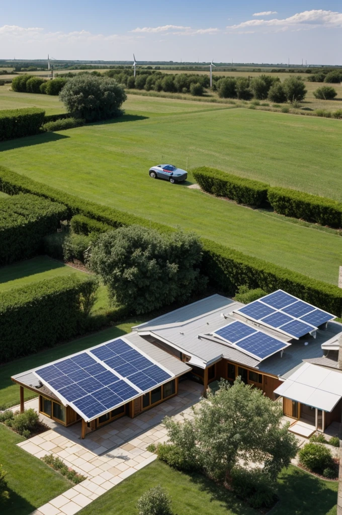 House that runs on wind energy, solar, that has its own water capacitor, a garden and have measurements 