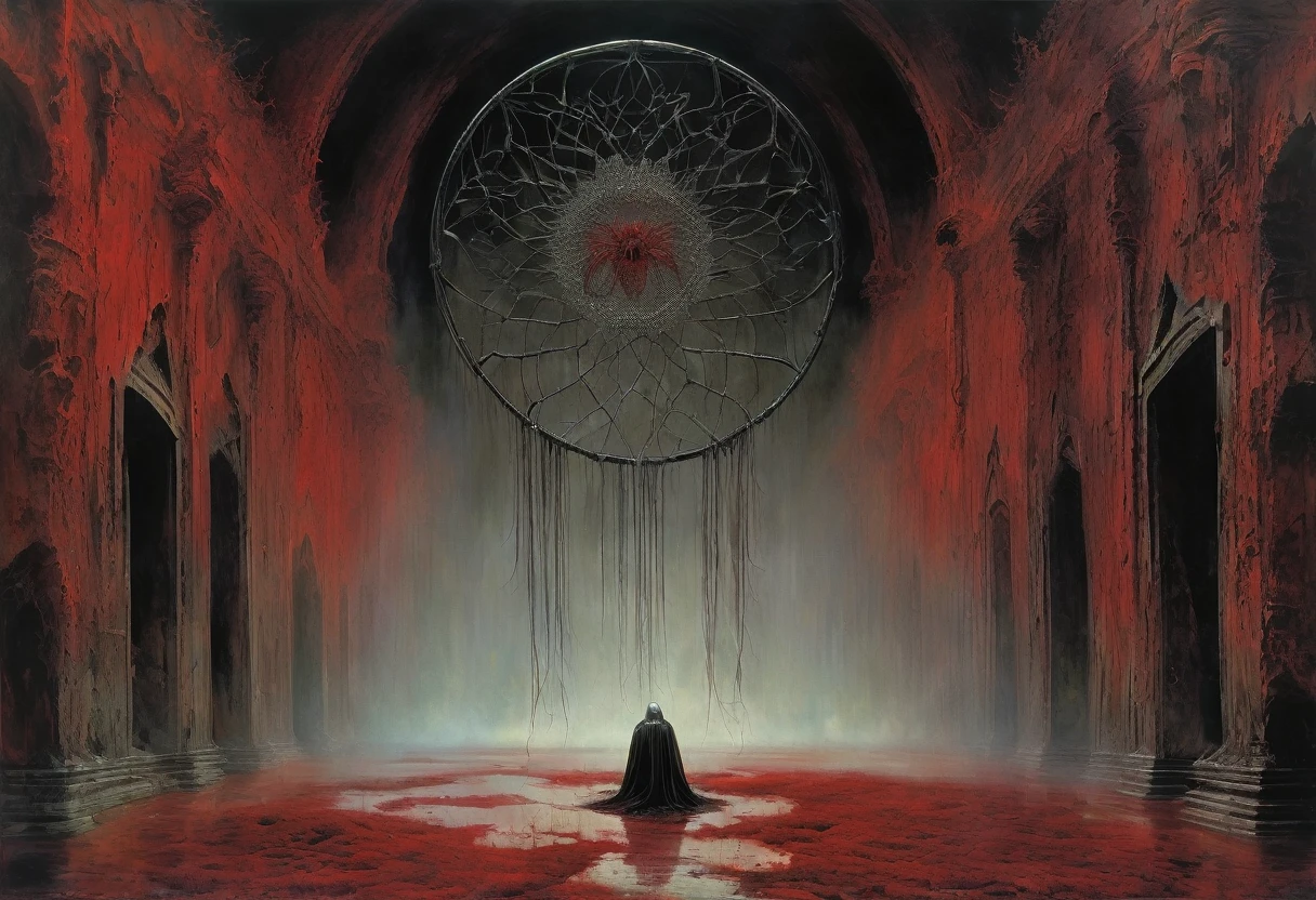 (Masterpiece, best quality), (lo Gothic), Dream Catcher, Vampir, (HG giger, Art by Hermann Nitsch, Beksinski, Dariusz Zawadzki, giger, zdzislaw beksinski)