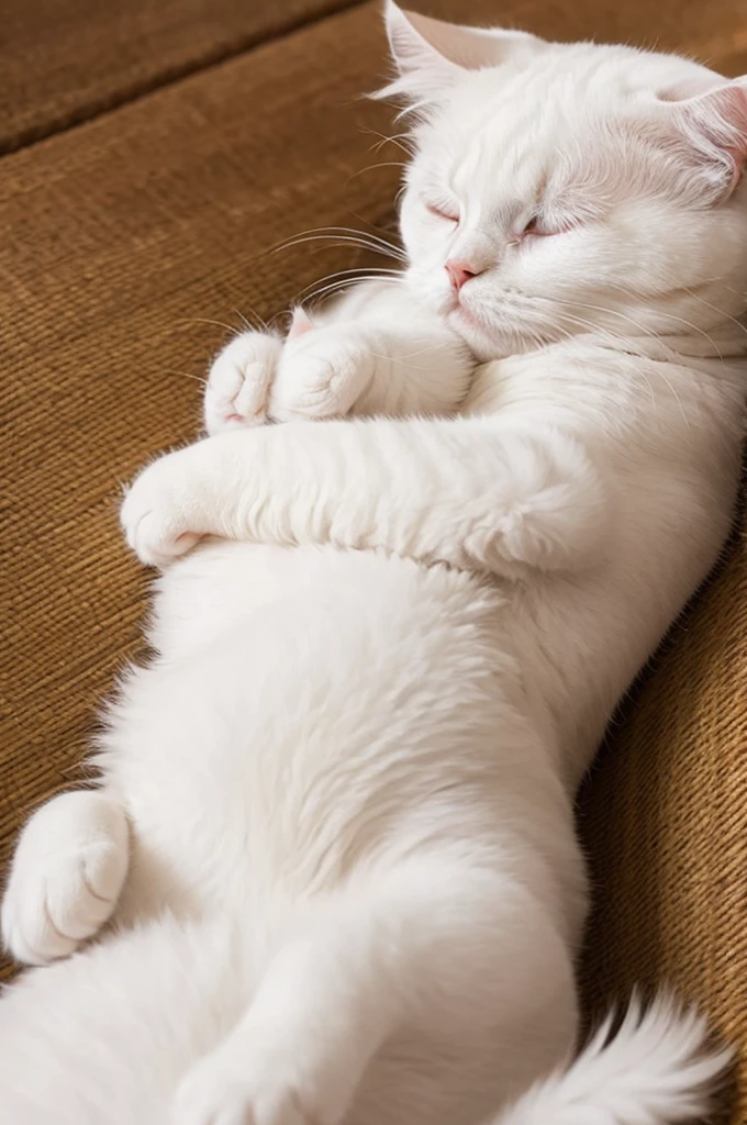 white cat cartoon sleeping adorable