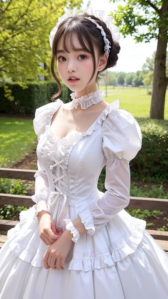 highest quality, masterpiece, highest resolution, artwork, Super nipples, skirt flip, and get used to it, many get used to it, get used to it, それにget used to it, 3k realistic pictures,,((two 25 year old beautifulwoman)),Ultra-detailed juvenile face,two are princesses,full length ball gown dress with hoop skirt,ruffled yoke collar,puff sleeves,long sleeve,((Lolita style hot white detailed pri, gill body ncess dress with lots of ruffles and ribbons)),Rococo style lolita fashion,shiny satin dress,Soft and smooth fabric,luxury,long dress, full body photography
