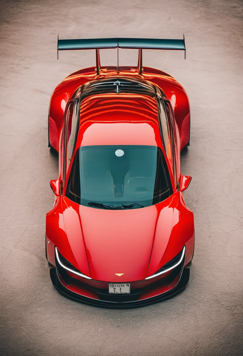 Red sports car, photo taken directly from the front of car, phone wallpaper, masterpiece quality, cinematic photography