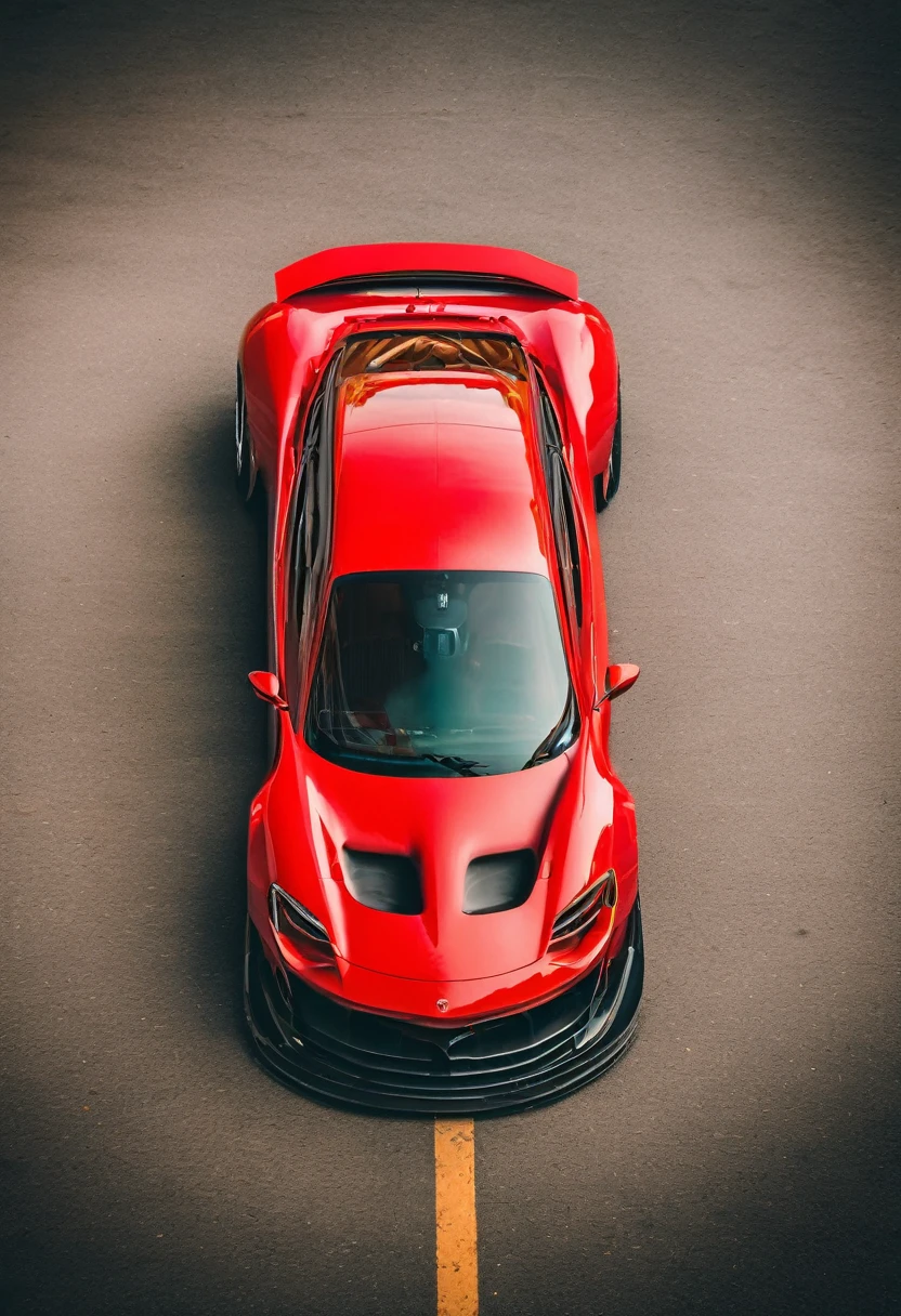 Red sports car, photo taken directly from the front of car, phone wallpaper, masterpiece quality, cinematic photography