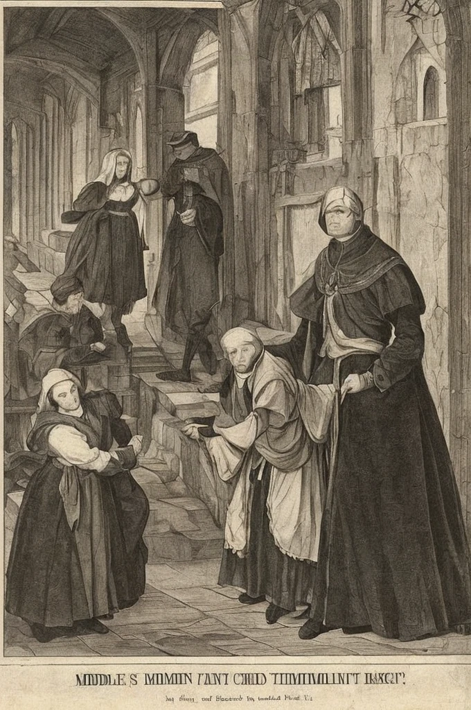 middle Ages, woman helping man vomit
