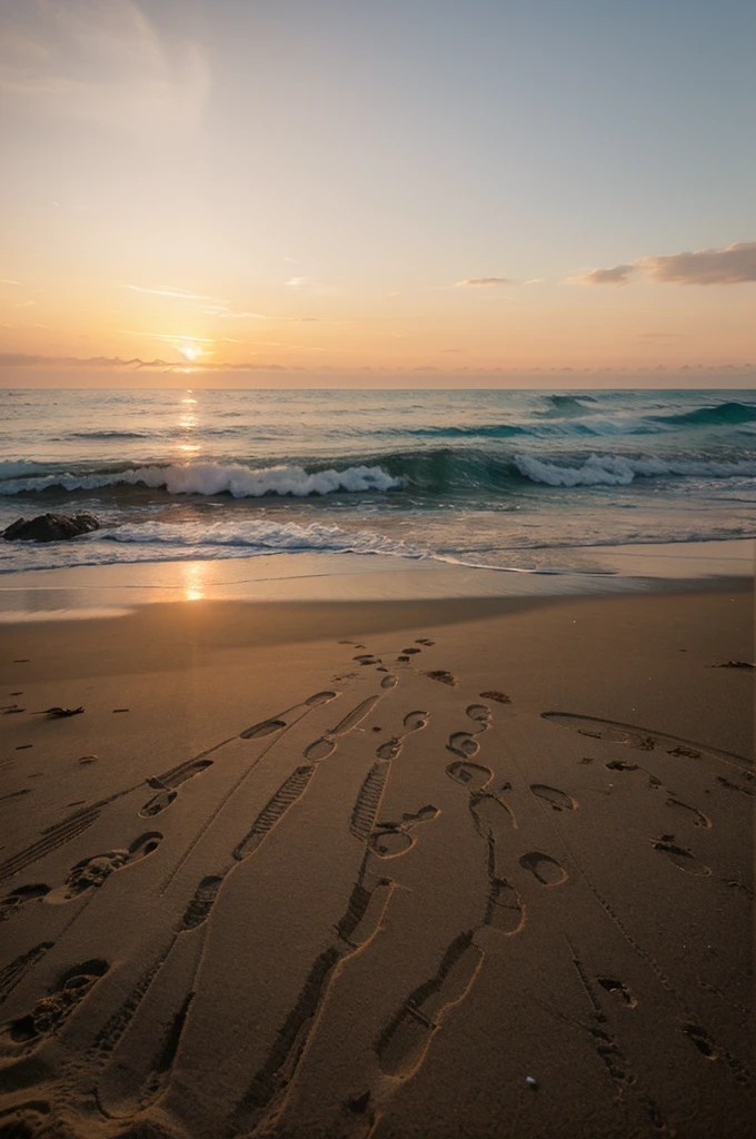 8K a beach with sunset views 