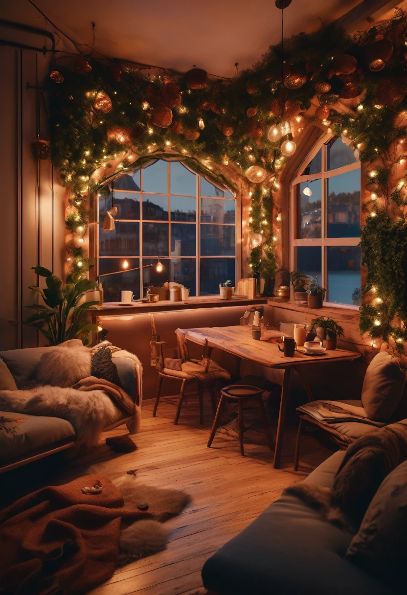 Aesthetic coffee wallpaper, 8k, masterpiece, cozy room space