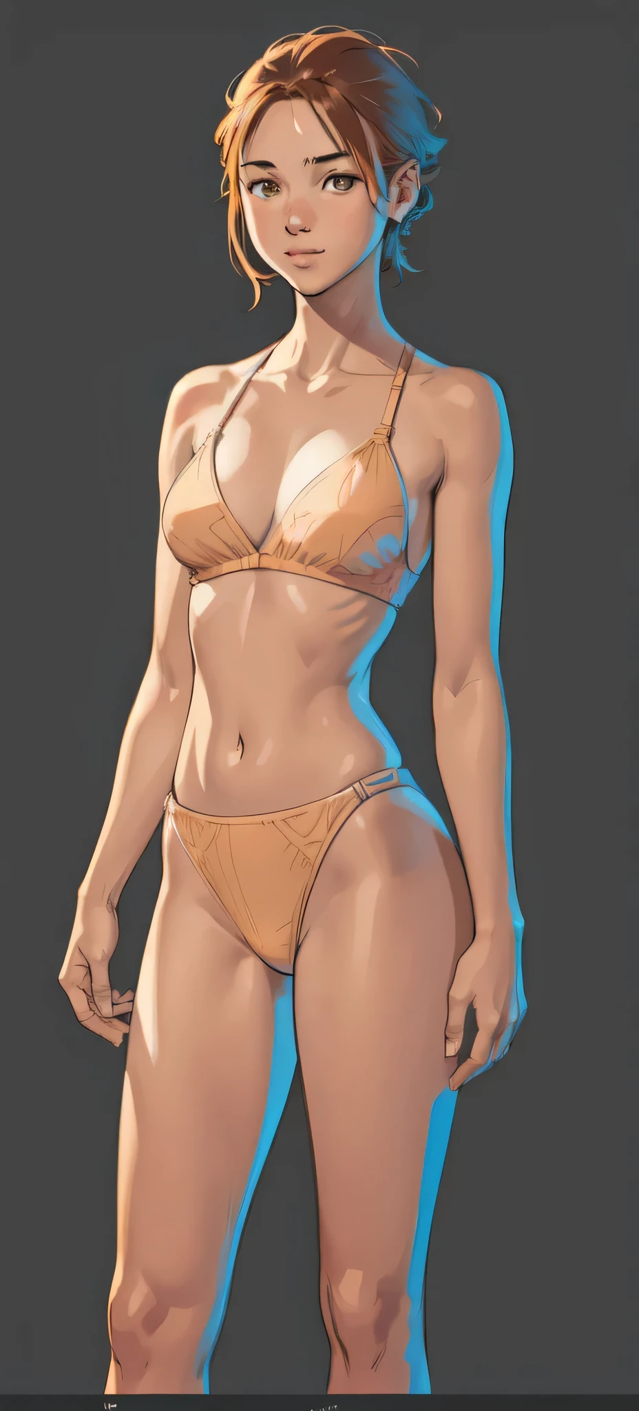 score_9, score_8_up, score_7_up light colors, watercolors, warm rays of light, ( lineart:1.4), thick outlines, (thick outlines:1.4), clean line art, sketch, manga, graphic novel, warm red sunlight, woman, beige swimwear