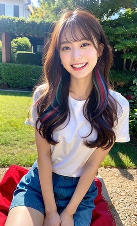 20歳の可愛い日本人女の子3 people(3 people:2.0)、スカートからPanty shot(Panty shot:1.5)、Spread your crotch slightly、garden、sit on a picnic sheet、Panties close-up、Randomly change your hairstyle and hair color、laughing out loud、,Highest quality, masterpiece, High resolution, 8K.Landscape images