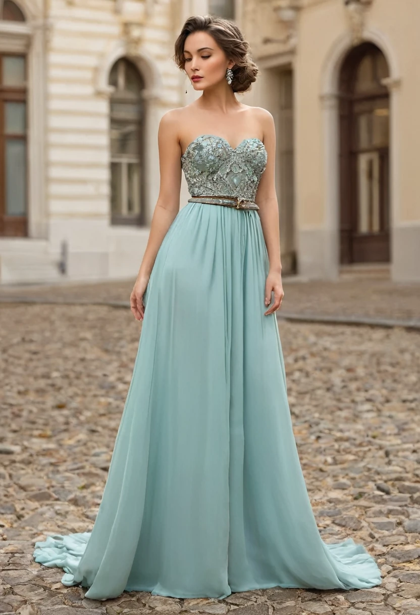 Romantic style, beautiful woman, beautiful accessories, full length, real,