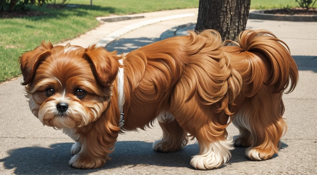 breed me a shitzu dog, cute, caramel color