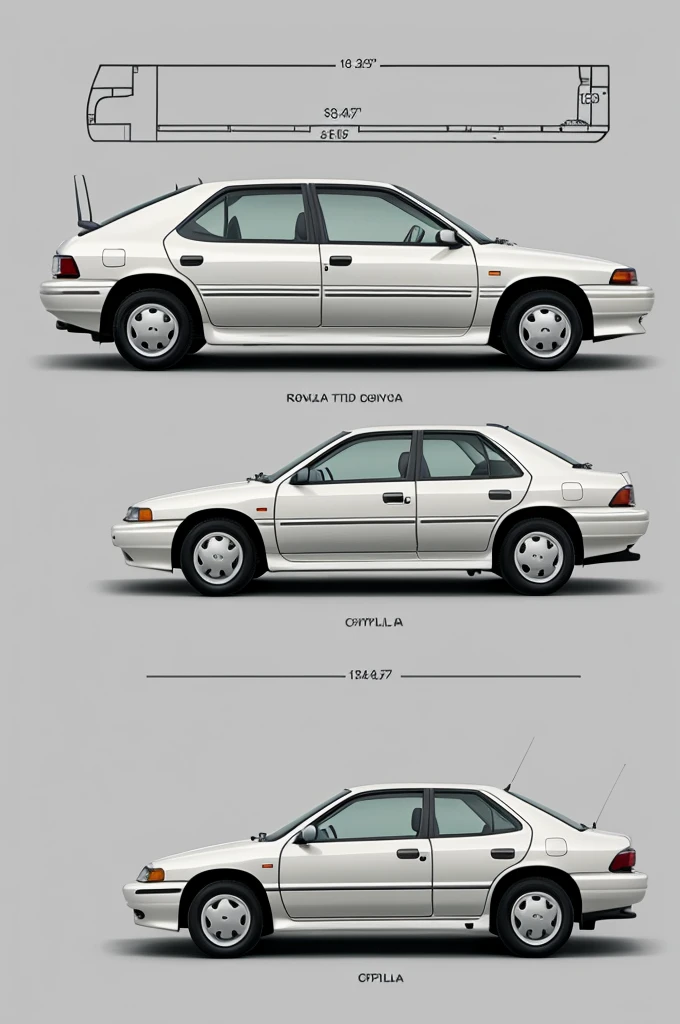 Car plans Toyota Corolla 1996 car outline