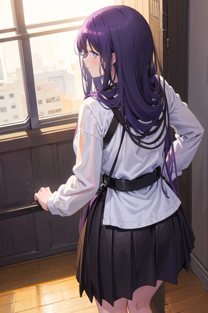 ass pov,Black Skirt、Light purple hair、Semi-long hair、