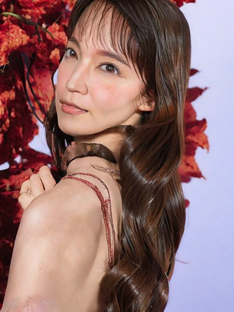 1girl, solo, long hair, , looking at viewer, brown hair, brown eyes, underwear, parted lips, lips, hand on hip, camisole