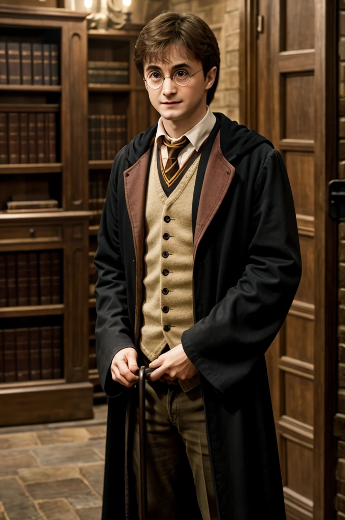 Harry Potter pulling his penis while standing or masturbating