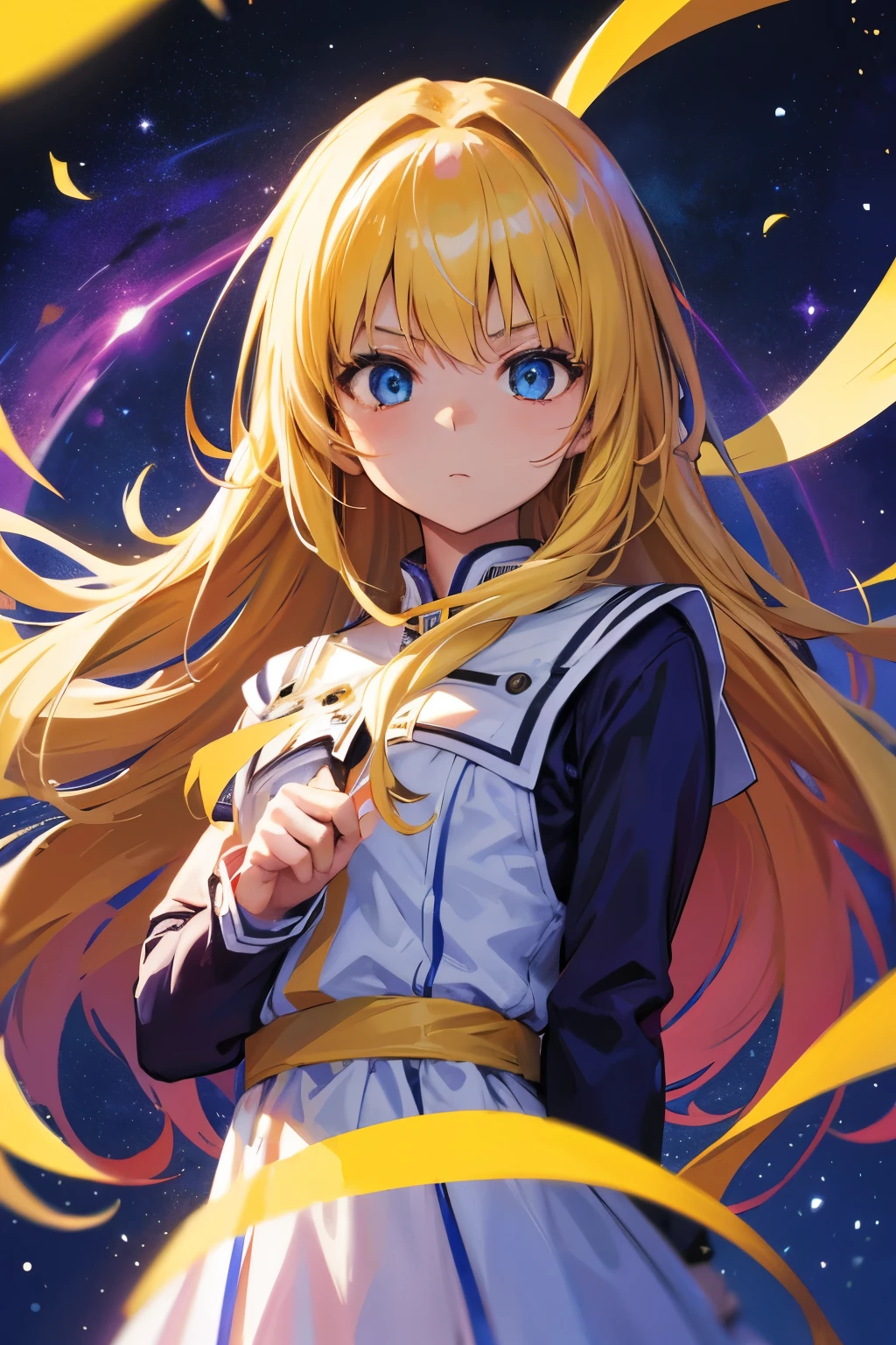 galaxy alice,alone,One girl,Are standing,Long Hair,Upper Body,Blonde