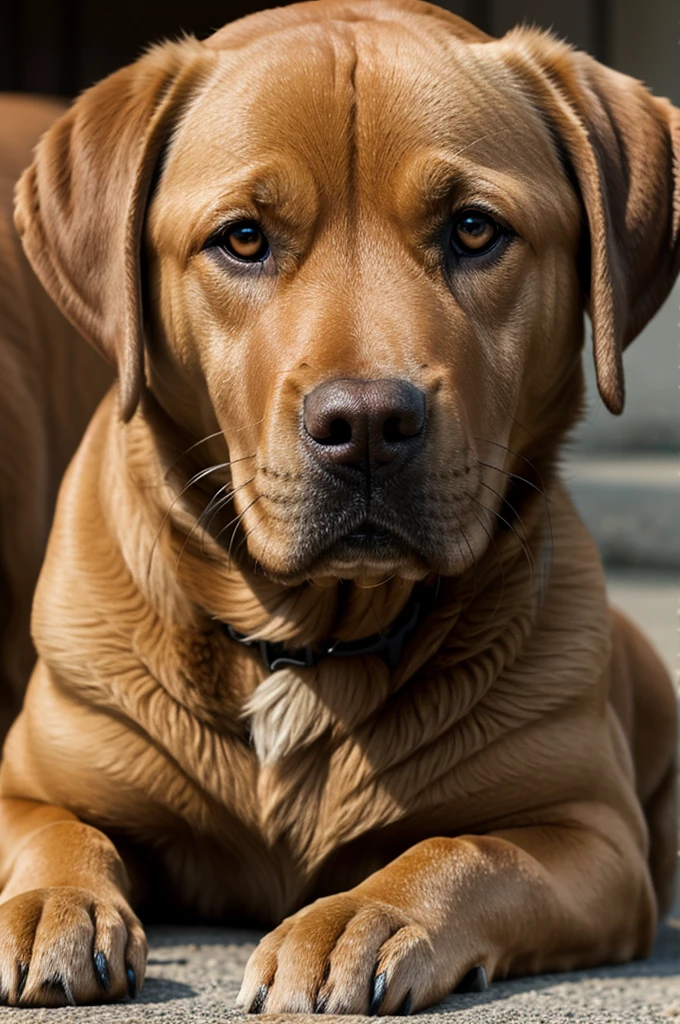 Labrador with light brown fur and tender hazel eyes 