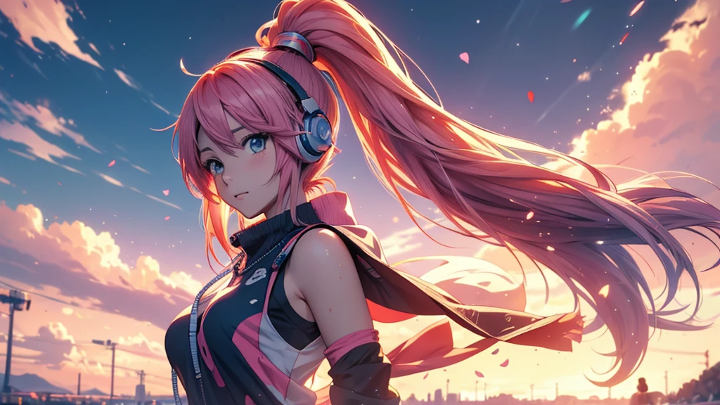 Woman wearing headphones, Anime Style 4 k, anime wallpaper 4k, anime wallpaper 4k, 4k anime wallpaper, anime art wallpaper 4k, anime art wallpaper 4k, Anime Style. 8K, Anime atmosphere, , Ultra HD Anime Wallpaper, Anime Art Wallpaper 8K, Anime Background,landscape、summer、Uyuni salt lake