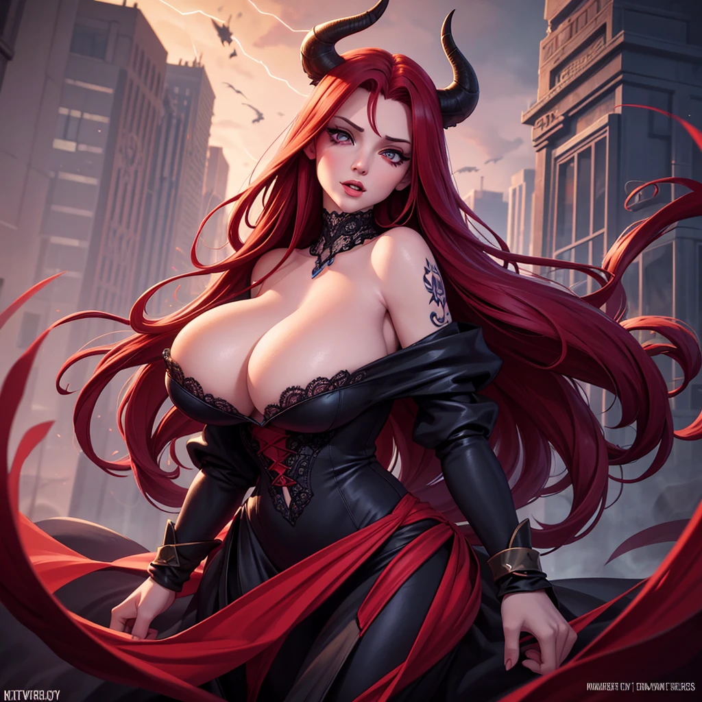 book cover asteroid armaggeddon, , full body of a woman with a stupid face of Winona Ryder morphed with Angelina Jolie with red hair and a city skyline, spider web lace, cracked glass canvas decoration, delight face, extremely laughing, the most gigantic , fantasy extremely long hair in the wind, huge moo in the backround,  dan mumford tom bagshaw, in style of digital illustration, a beautiful artwork illustration, stunning digital illustration, stylized urban fantasy artwork, detailed matte fantasy portrait, epic portrait illustration, anna dittman, exquisite digital illustration, martin ansin artwork portrait, in style of dark fantasy art, red haired goddess