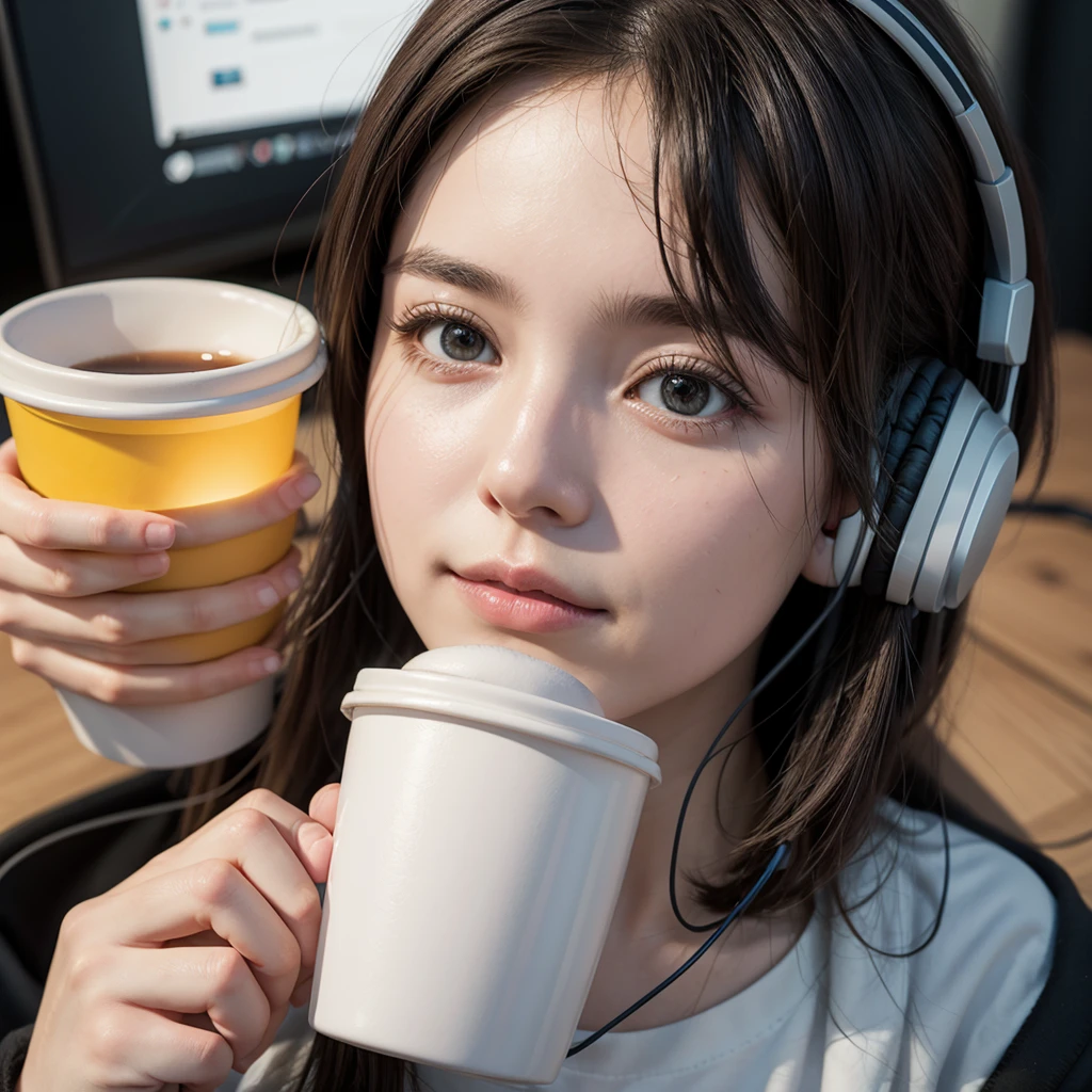 Create an image of a cup using podcast headphones