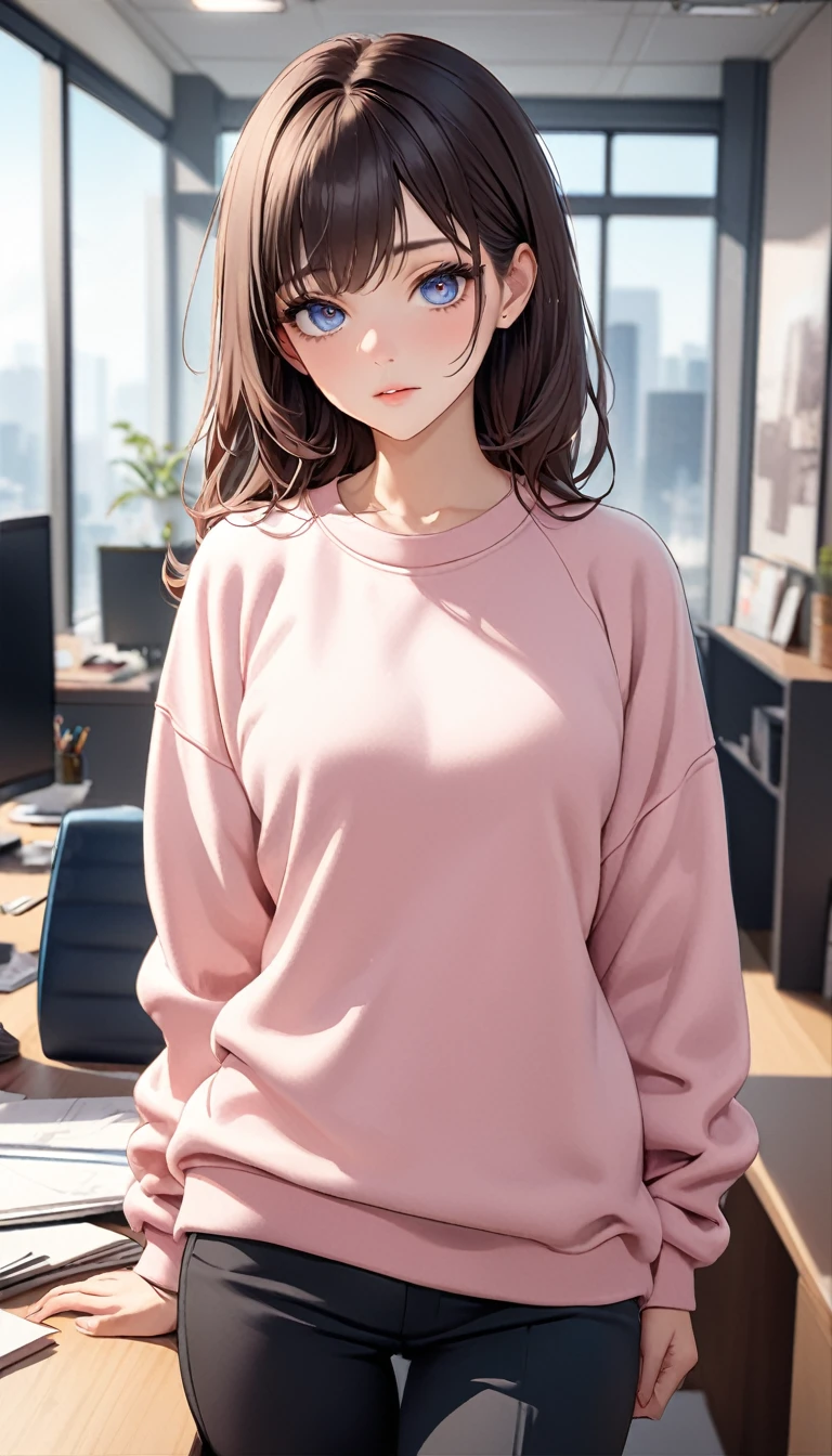 (((masterpiece))),(((High resolution)))、(((8K)))、(((perfect face)))、(((beauty of japan)))、30 years old、(((beautiful face))), (((office))), (((sweatshirt))), embarrassed look, look at the camera, top quality eyes, detailed texture, look at the camera, all body, big , Married woman, cool women, (((high resolution eyes)))
