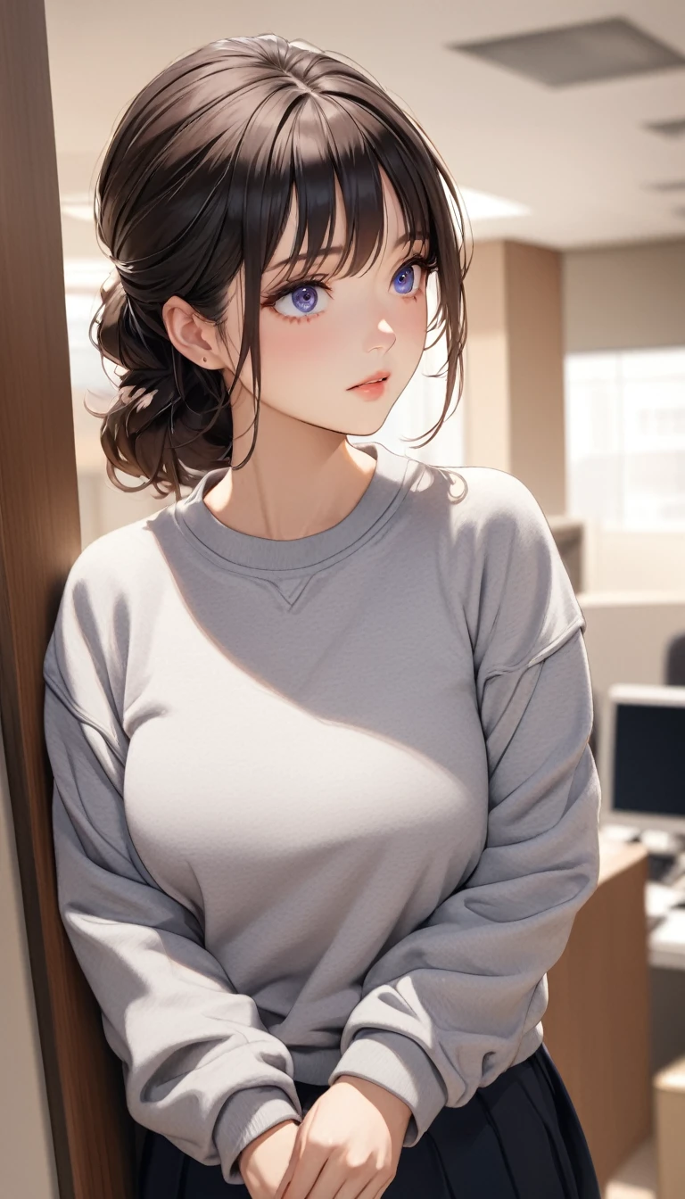 (((masterpiece))),(((High resolution)))、(((8K)))、(((perfect face)))、(((beauty of japan)))、30 years old、(((beautiful face))), (((office))), (((sweatshirt))), embarrassed look, look at the camera, top quality eyes, detailed texture, look at the camera, all body, big , Married woman, cool women, (((high resolution eyes)))
