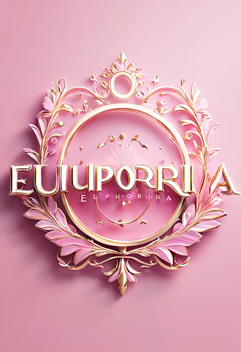 ((mejor calidad))logo of the title "euphoria", ligth pink colors, letters visible, travel type of logo