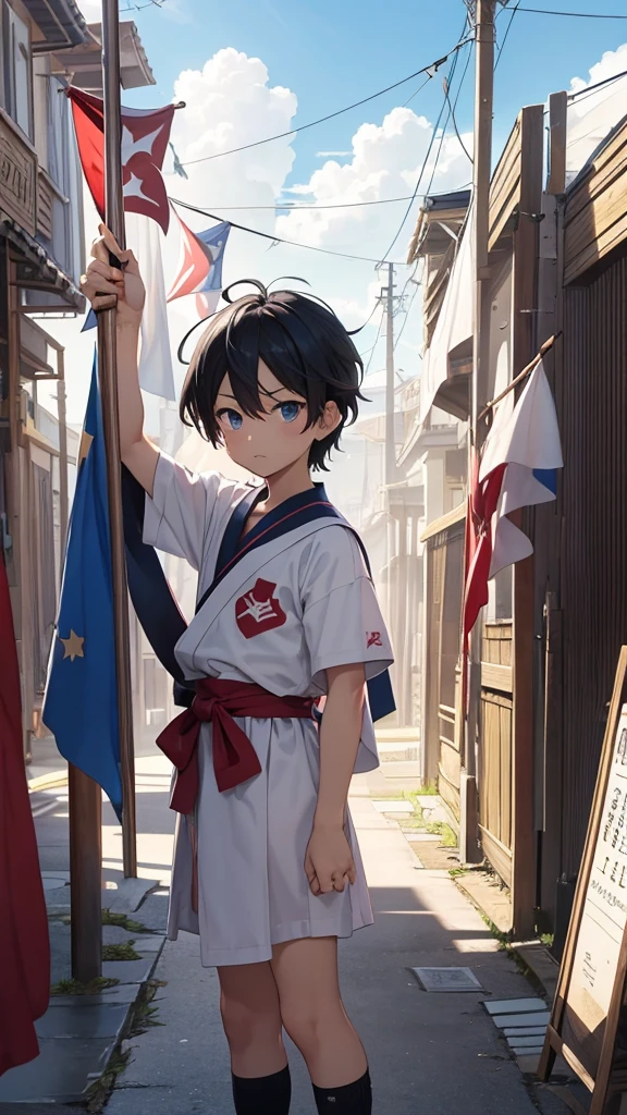 ドクロのflagメイン、Mark of the Hero、male、体格のいいmale性、ドクロのflag、flag