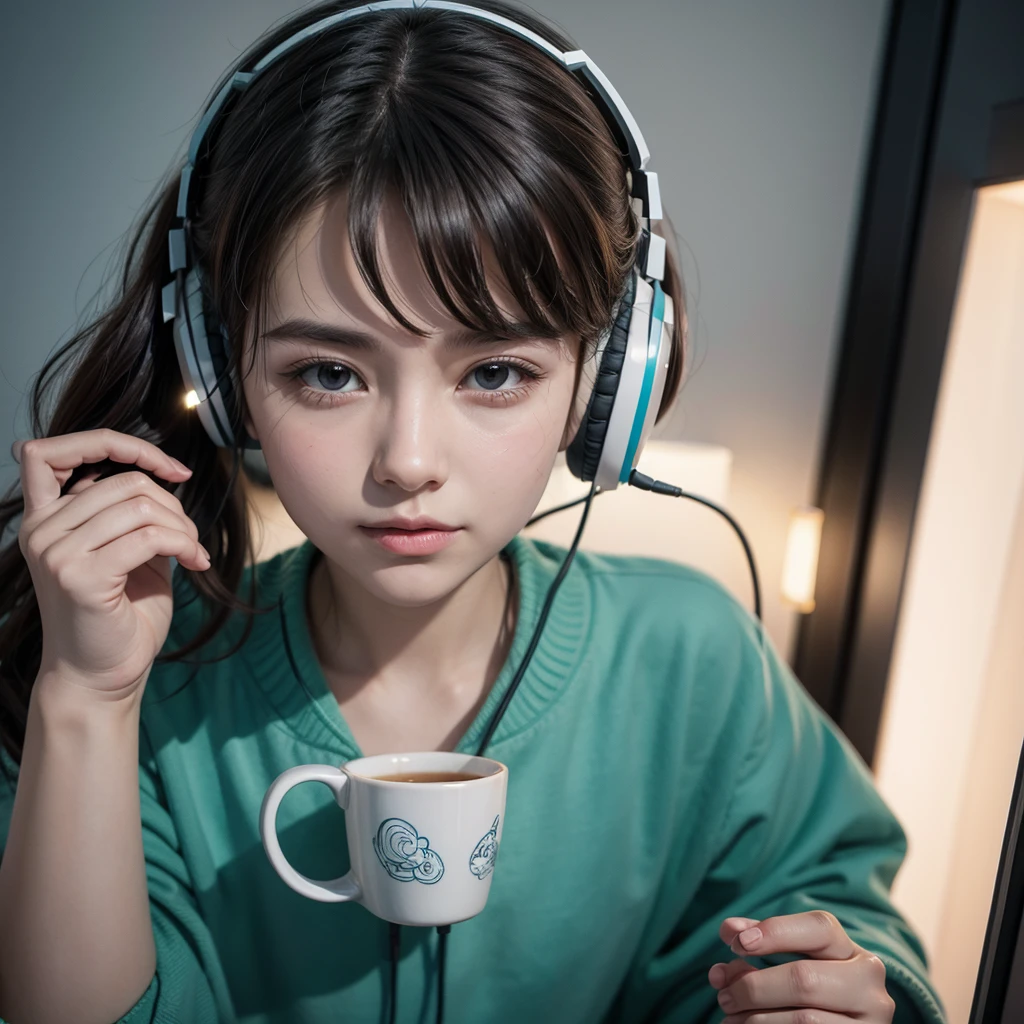 Illustration of a cup using the headset