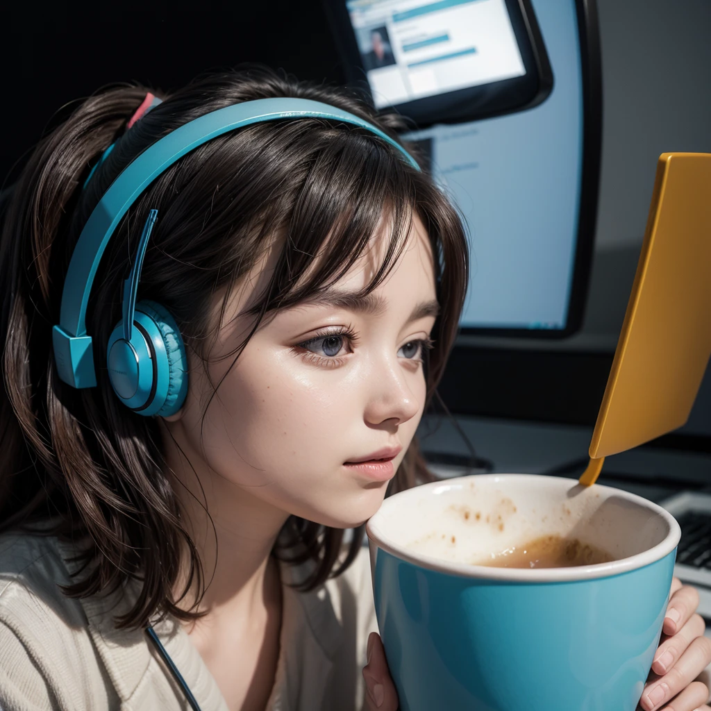 Illustration of a cup using the headset