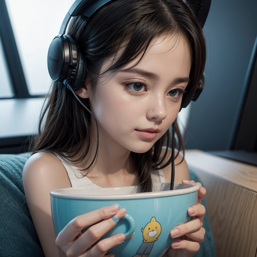 Illustration of a cup using the headset