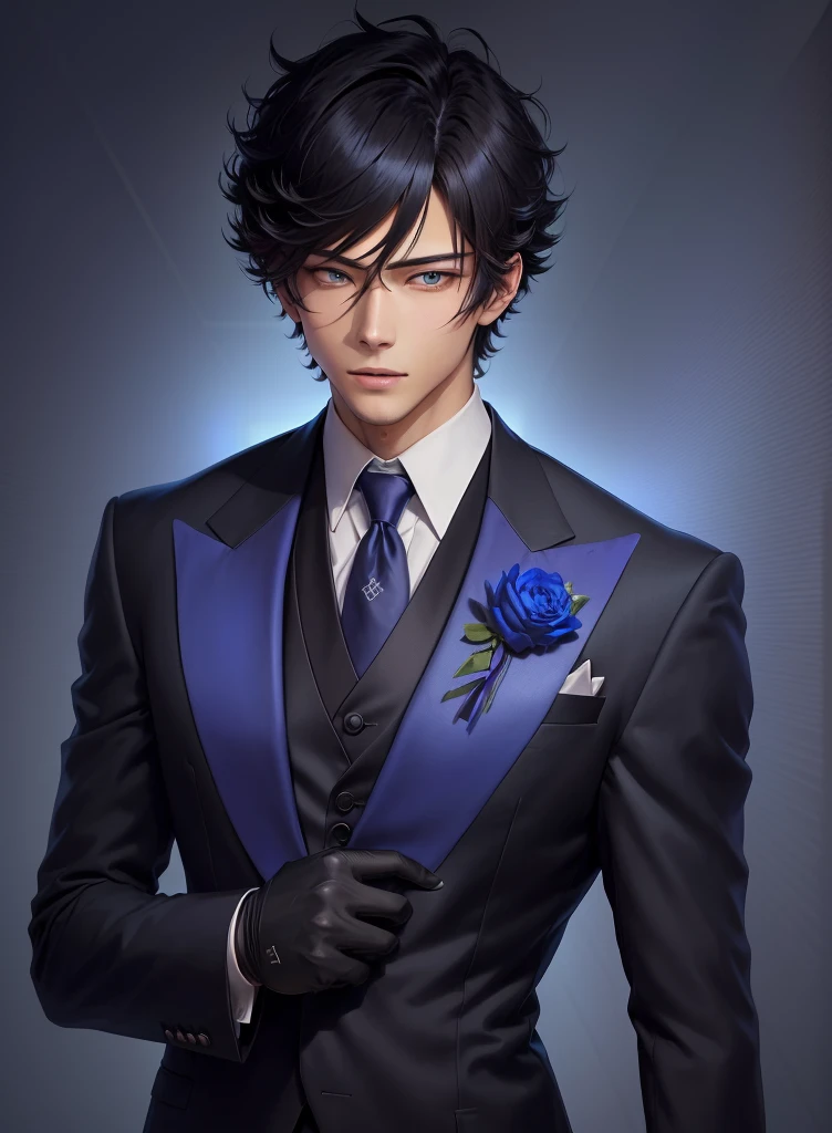 a cartoon image of a man in a suit and tie, inspired by Okumura Masanobu, tall anime guy with blue eyes, handsome guy in demon slayer art, inspired by Okumura Togyu, he is wearing a suit, Hajime Yatate, hijikata toushirou, portrait gapmoe yandere gloomy, anime handsome man