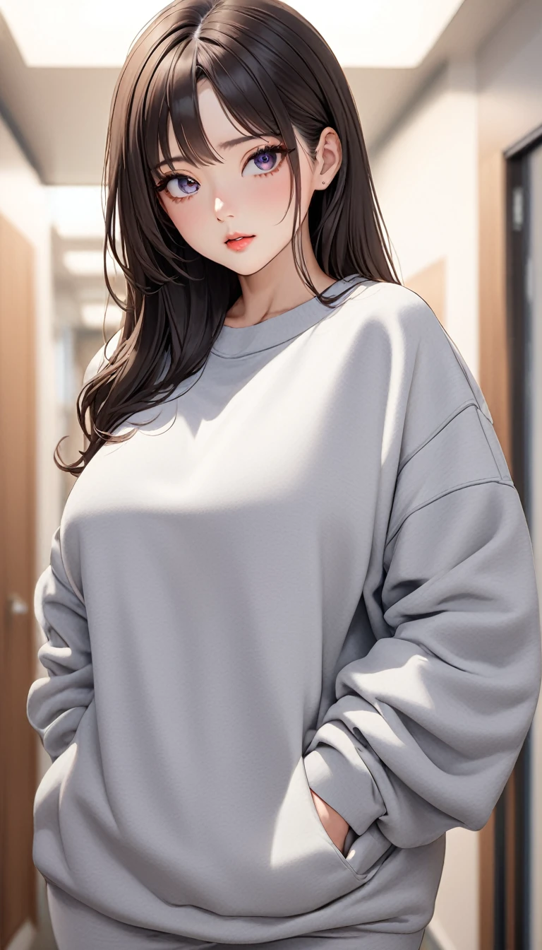 (((masterpiece))),(((High resolution)))、(((8K)))、(((perfect face)))、(((Korean beauty)))、30 years old, (((office))), (((oversize sweatshirt, bottom less))), embarrassed look, look at the camera, top quality eyes, detailed texture, look at the camera, all body, big , Married woman, cool women, (((high resolution eyes))), big titis
