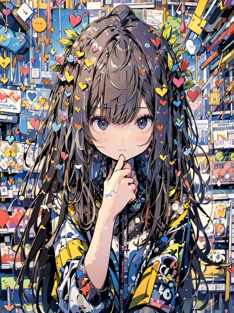 ((((masterpiece)))), Highest quality, very_expensive_solve, big_file size, Full Color, look up, With a gentle expression, 1 Girl, Heart-filled background