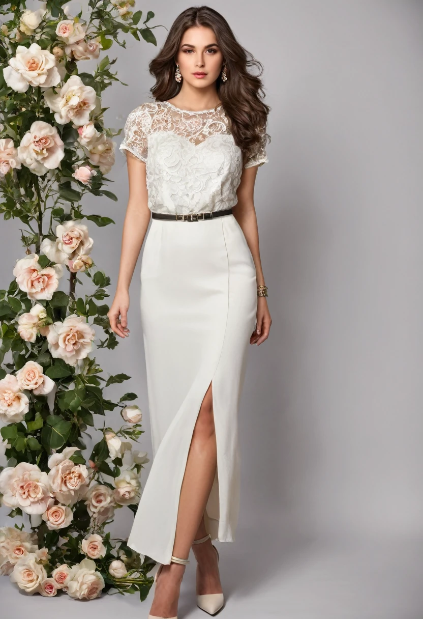 Romantic style, beautiful woman, beautiful accessories, full length, real,