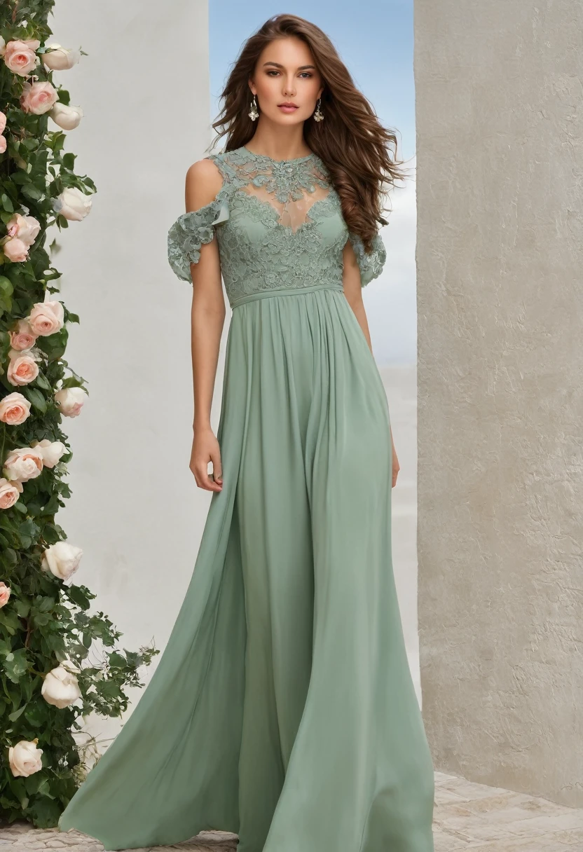 Romantic style, beautiful woman, beautiful accessories, full length, real,