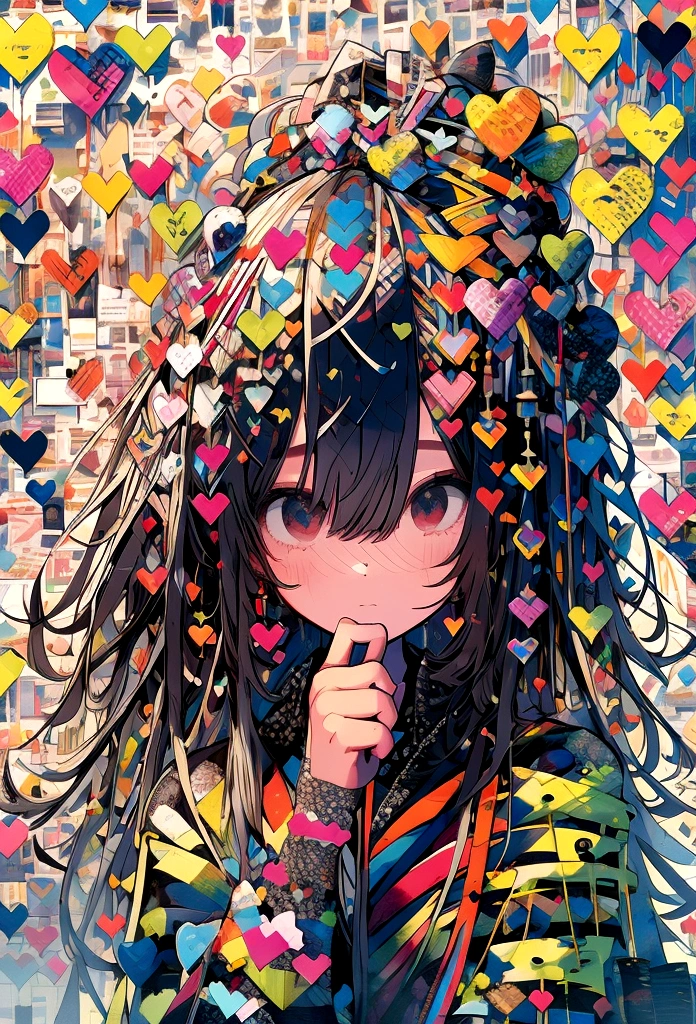 ((((masterpiece)))), Highest quality, very_expensive_solve, big_file size, Full Color, look up, With a gentle expression, 1 Girl, Heart-filled background