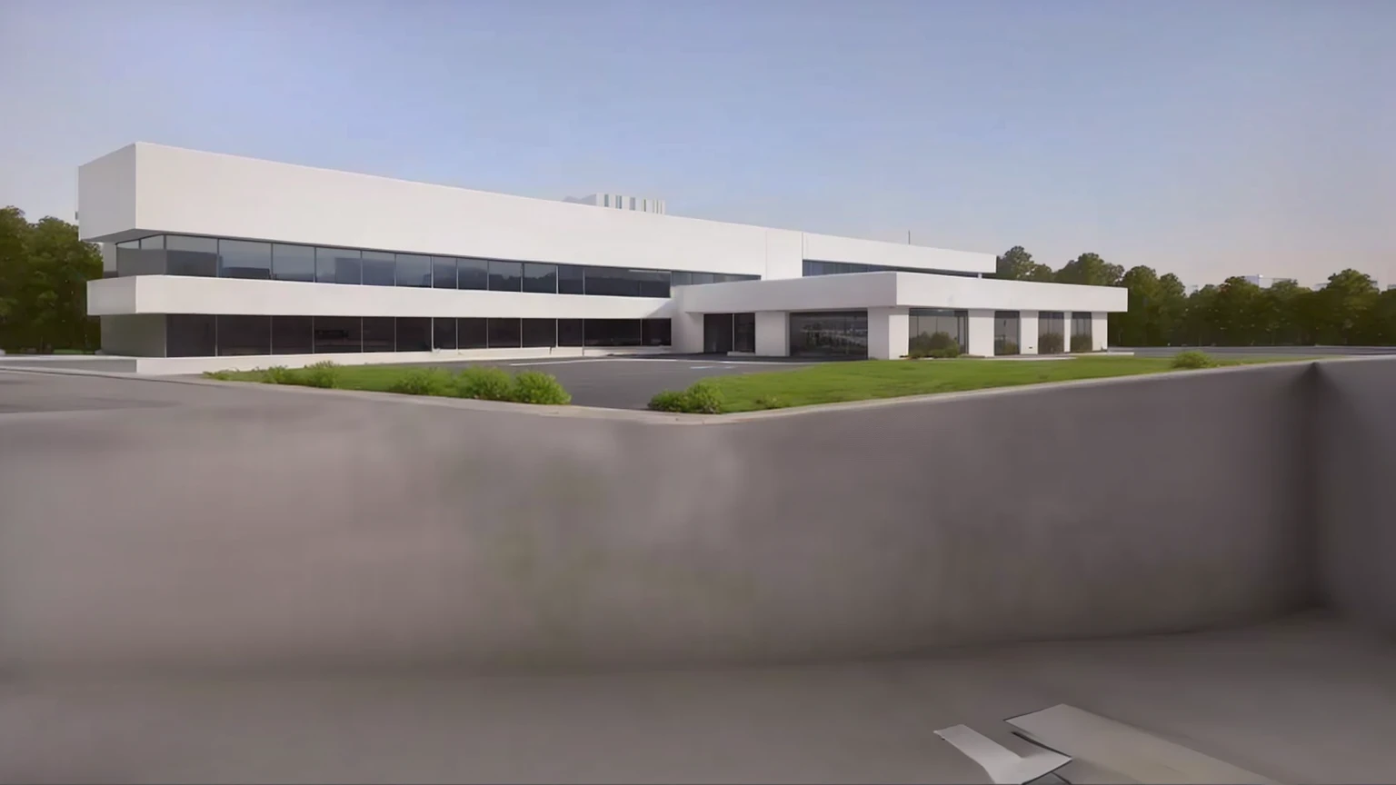 rendering of a modern office building with a parking lot, sharp hq rendering, sharp focus ilustration hq, sharp foccus ilustration hq, architectural rendering, cg rendering, digital rendering, exterior wide shot, architectural render, wide angle exterior 2022, office building, precise architectural rendering, arnold rendering, architecture render, conceptual rendering, wide establishing shot