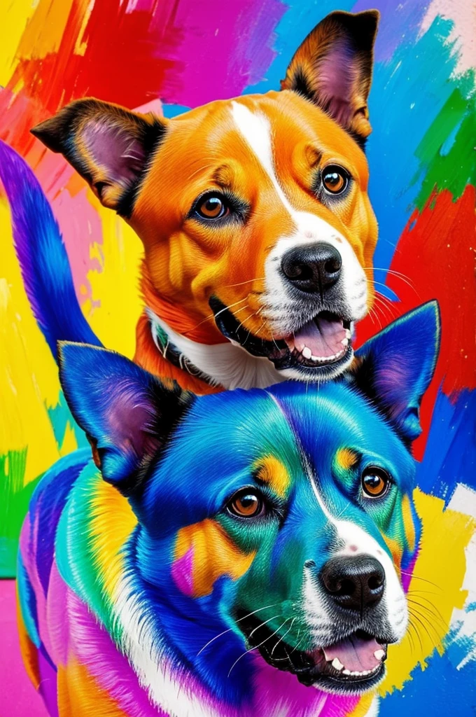 A person who is painting a dog with bright colors