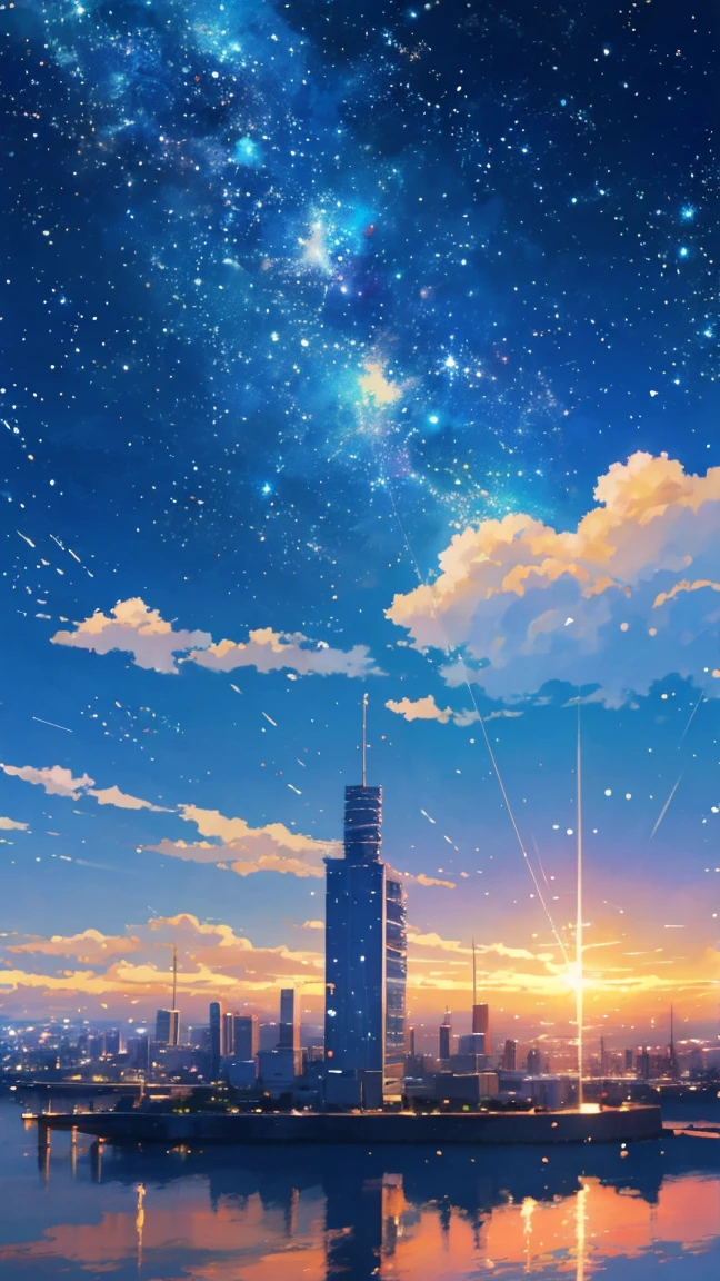 anime - style scene of a beautiful sky with a star and a planet, cosmic skies. by makoto shinkai, anime art wallpaper 4k, anime art wallpaper 4 k, anime art wallpaper 8 k, anime wallpaper 4k, anime wallpaper 4 k, 4k anime wallpaper, anime sky, amazing wallpaper, anime background, heaven planet in background, anime background art no humans landscape