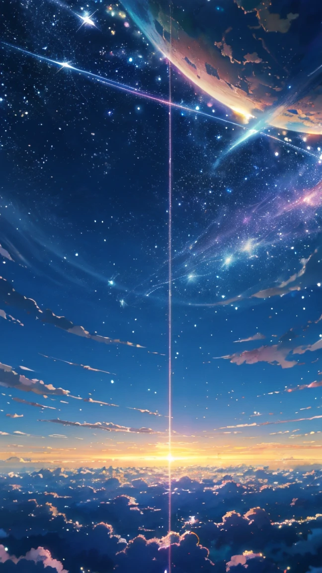 anime - style scene of a beautiful sky with a star and a planet, cosmic skies. by makoto shinkai, anime art wallpaper 4k, anime art wallpaper 4 k, anime art wallpaper 8 k, anime wallpaper 4k, anime wallpaper 4 k, 4k anime wallpaper, anime sky, amazing wallpaper, anime background, heaven planet in background, anime background art no humans landscape
